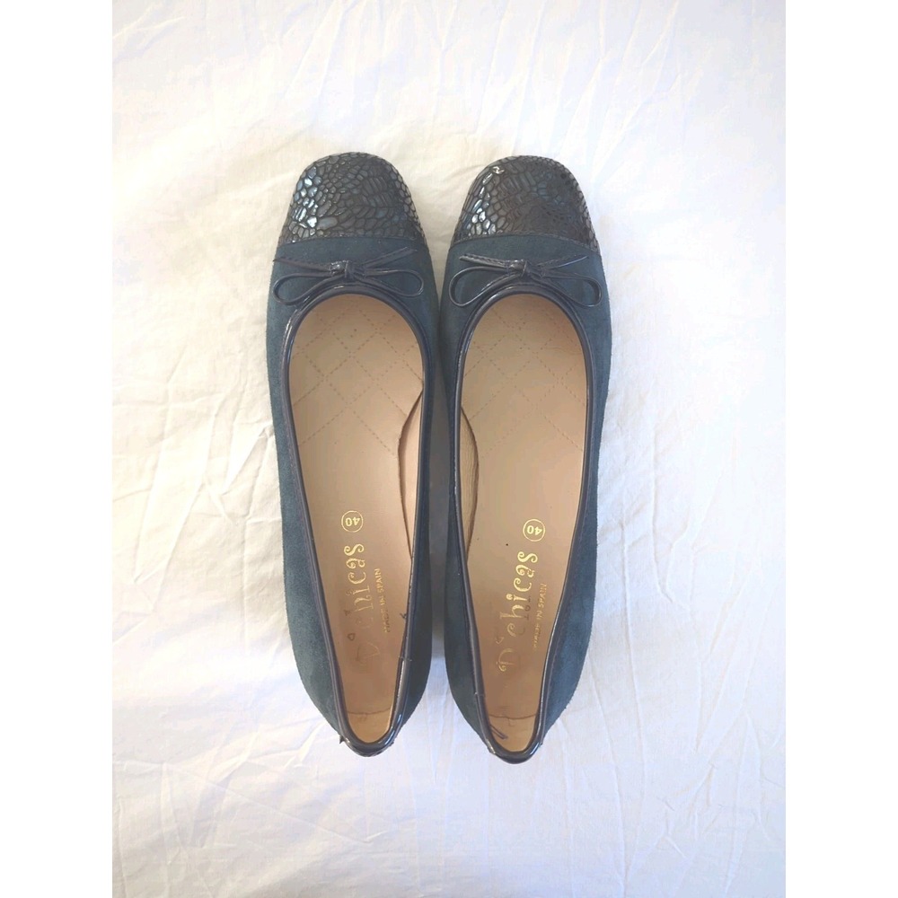 D'chicas Navy Blue Snakeskin Embossed Block Heel Pumps Made in Spain Sz 40‎ US 9